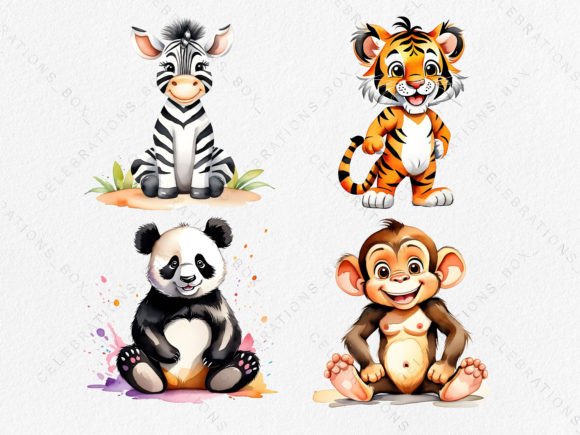 Download Watercolor Zebra Tiger Monkey Panda PNG - Panda png Collection