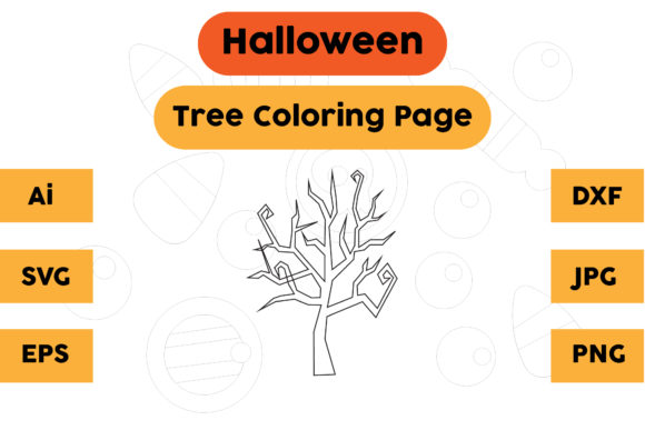 Download Halloween Coloring Page - Tree 01 - Premium Bundle