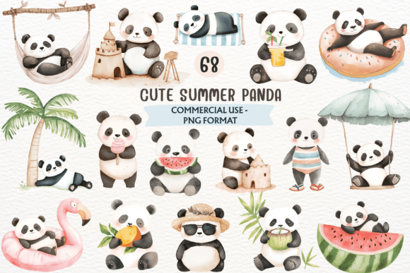 Download Watercolor Cute Summer Panda PNG Clipart - Panda png Collection