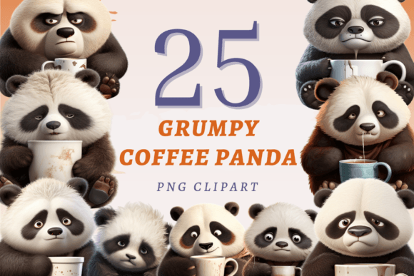 Download Grumpy Coffee Panda PNG Bundle - Panda png Collection