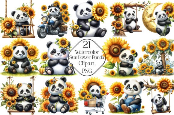 Download Watercolor Sunflower Panda PNG Clipart - Panda png Collection